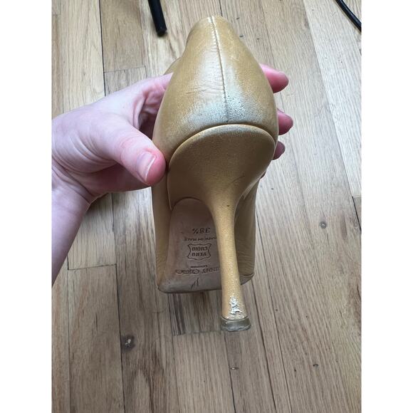 Jimmy Choo Women's 38.5 US 8.5 Camel Tan Heels Pumps Pointed Toe FLAWS - Picture 15 of 15